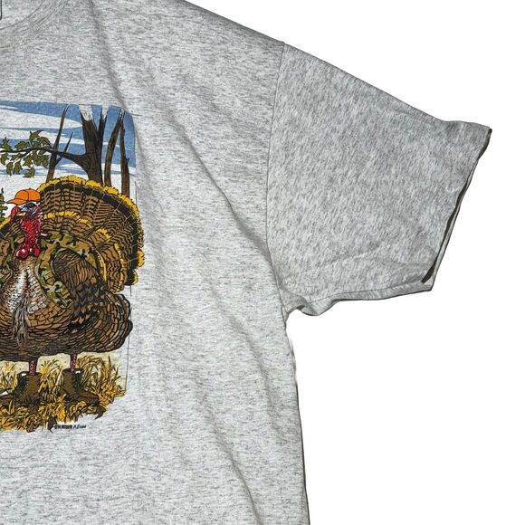 Vintage 1994 N Evans Turkey Hunting Graphic T-Shirt XXL Hanes 50/50 USA Made EUC - Picture 4 of 8